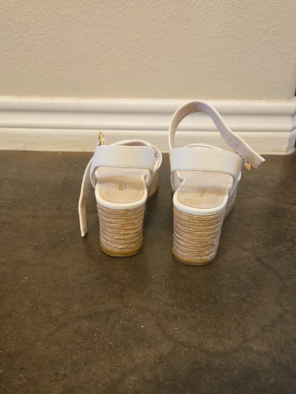 White Espadrille Platform Sandals with Ankle Strap
